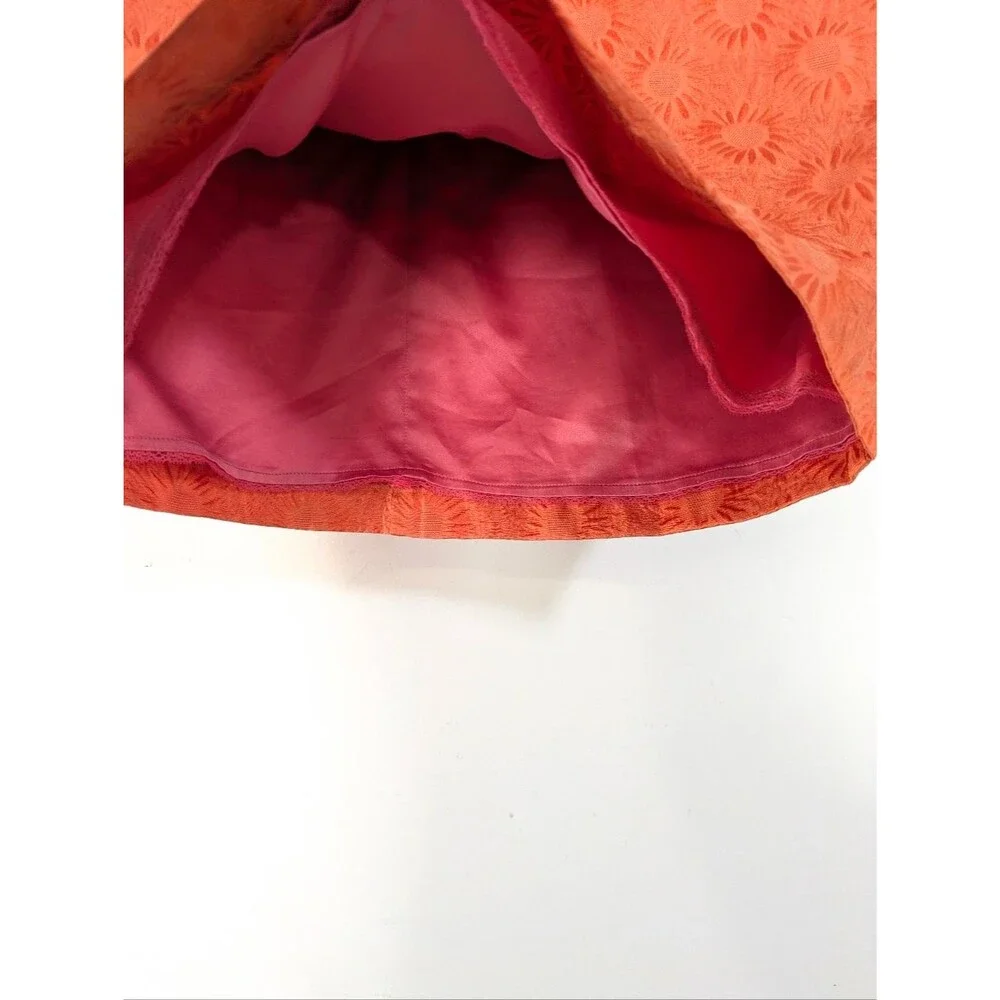 Postmark Anthropologie Textured Orange Sunburst Skirt - Size 10 Womens